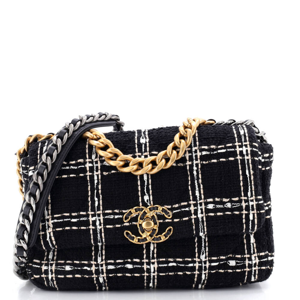 Chanel 19 Flap Bag Quilted Tweed Medium #220613C49B
